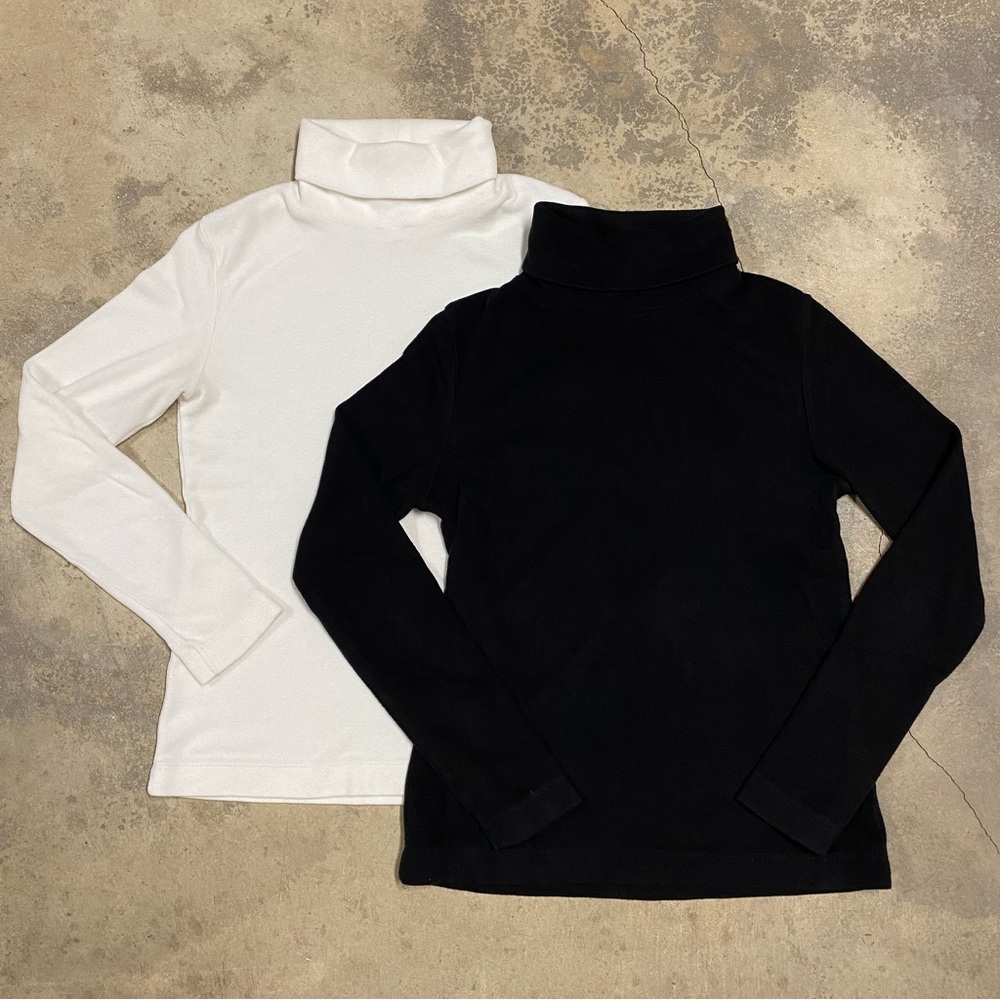 [BUNDLE] 2 Uniqlo HEATTECH Fleece T-Shirt | Turtleneck White and Black Size XS